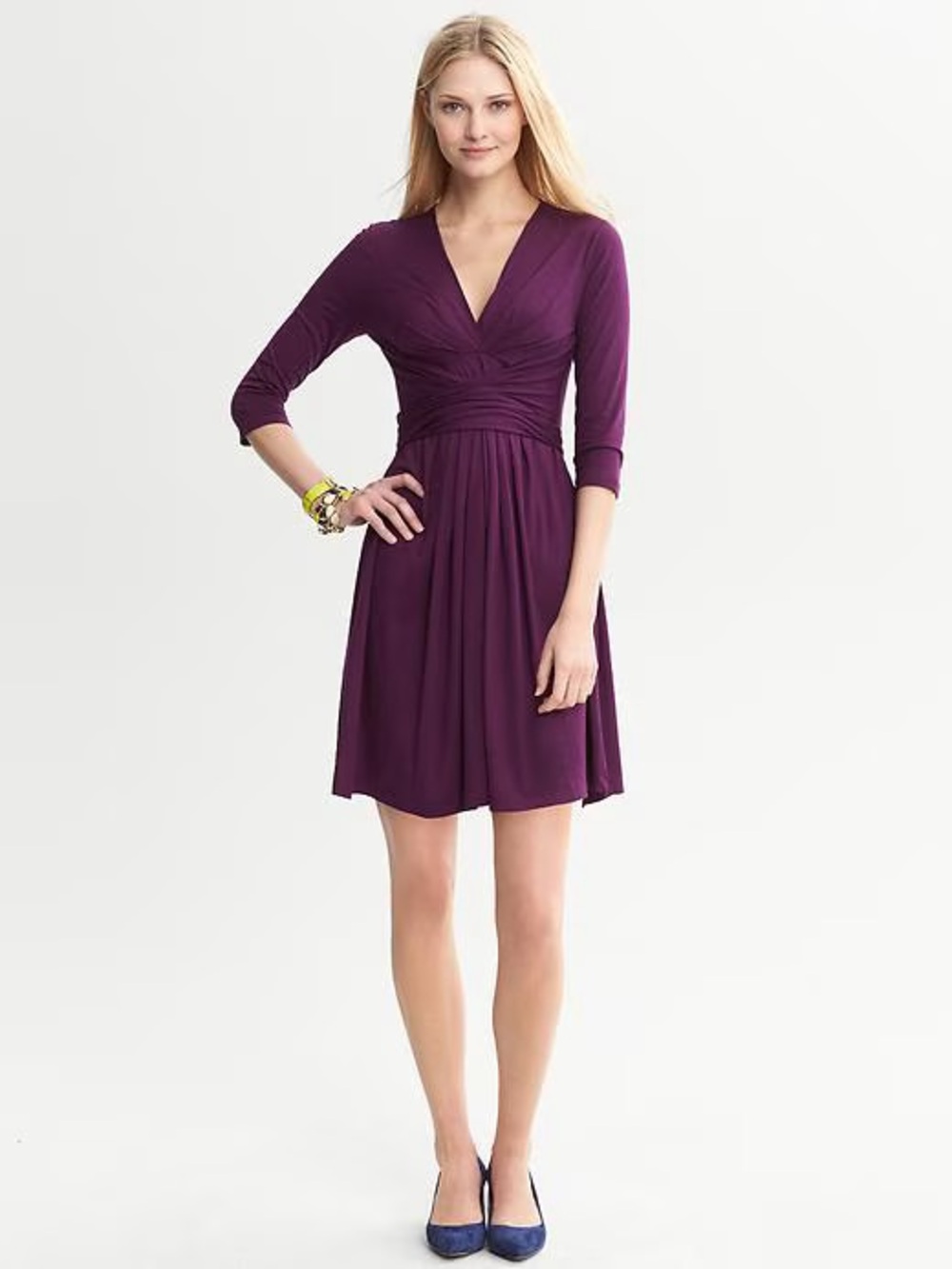 Banana Republic Issa Collection Three-Quarter Sleeve Wrap-Tie Dress in Merlot, S